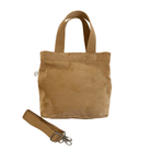 Midi Town Crossbody Bag: Mocha Vegan Suede + Beaded Paracord Charm - Quilted Koala