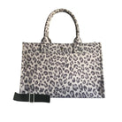 Monogram Stripe: Midi East West Bag- Grey Leopard - Quilted Koala