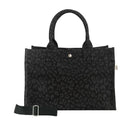 Monogram Stripe: Midi East West Bag- Black Leopard - Quilted Koala
