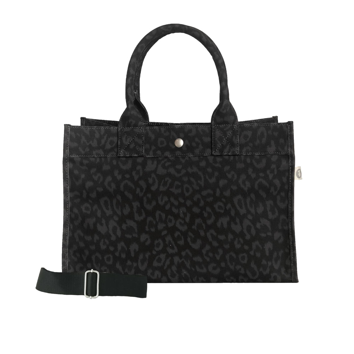 Monogram Stripe: Midi East West Bag- Black Leopard - Quilted Koala
