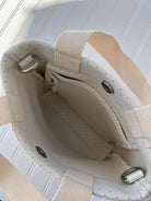 Ivory Neoprene Town Bag with Peace Sign Paracord Charm - Quilted Koala