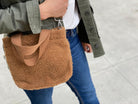 Midi Town Crossbody Bag: Mocha Sherpa - Quilted Koala