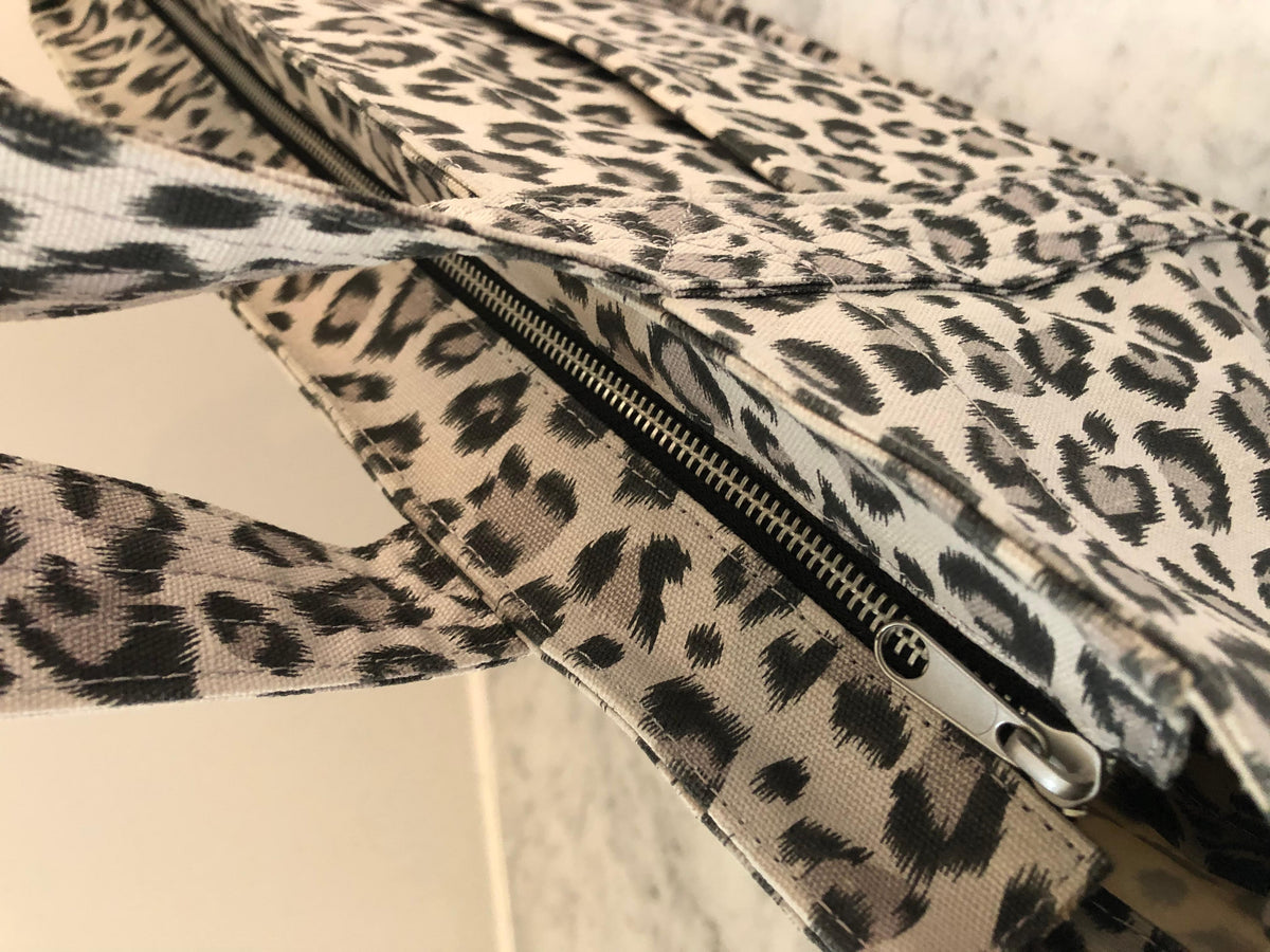 Leopard Midi Zipper Tote - Quilted Koala