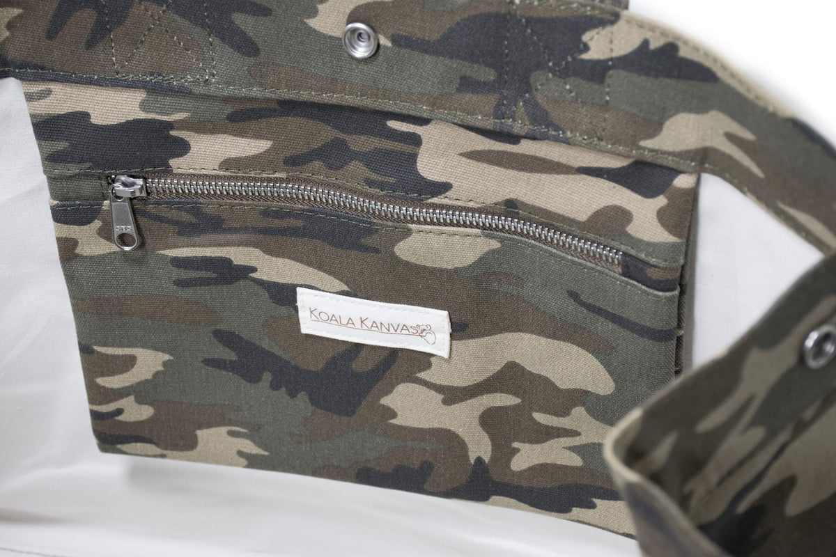 East-West Bag: Green Camouflage - Quilted Koala