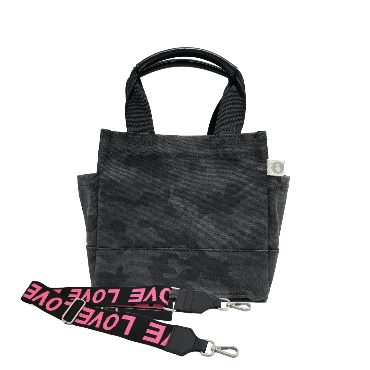 Mini Luxe North South Bag: Black Camouflage - Quilted Koala