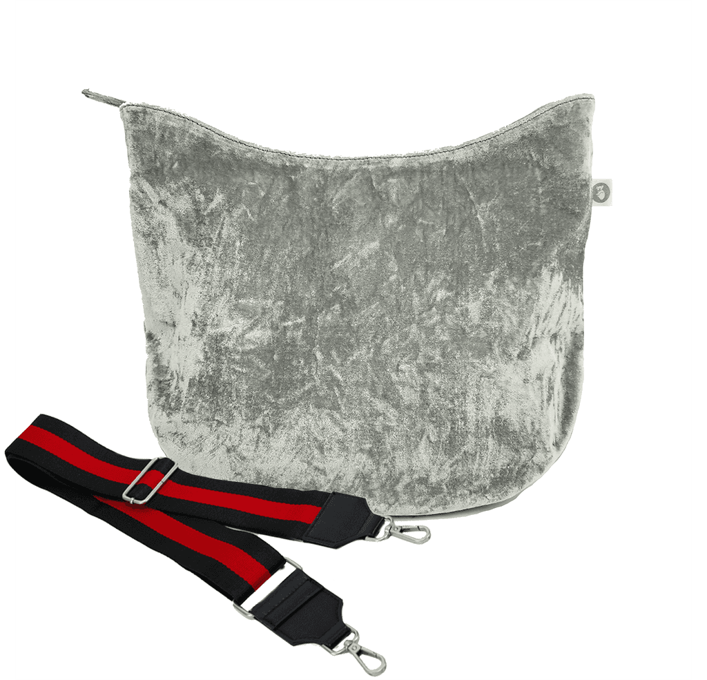 City Bag: Grey Crushed Velvet with FREE STRAP - Quilted Koala