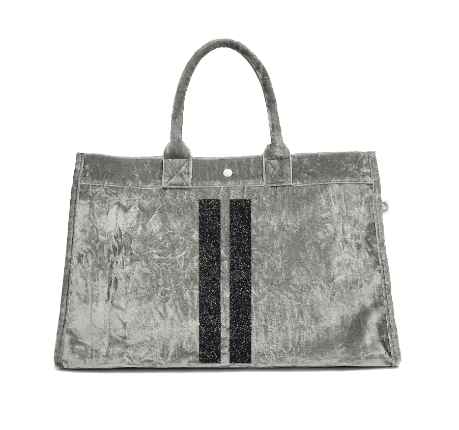 East West Bag: Grey Crushed Velvet - Quilted Koala