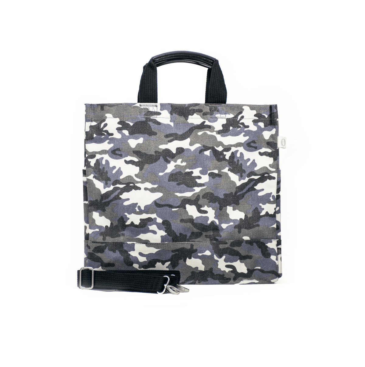 Grey Camo North South Bag with Multicolor Stripes - Quilted Koala