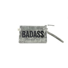 Mini Luxe Clutch with Wristlet: Grey Crushed Velvet with Black Glitter BADASS - Quilted Koala
