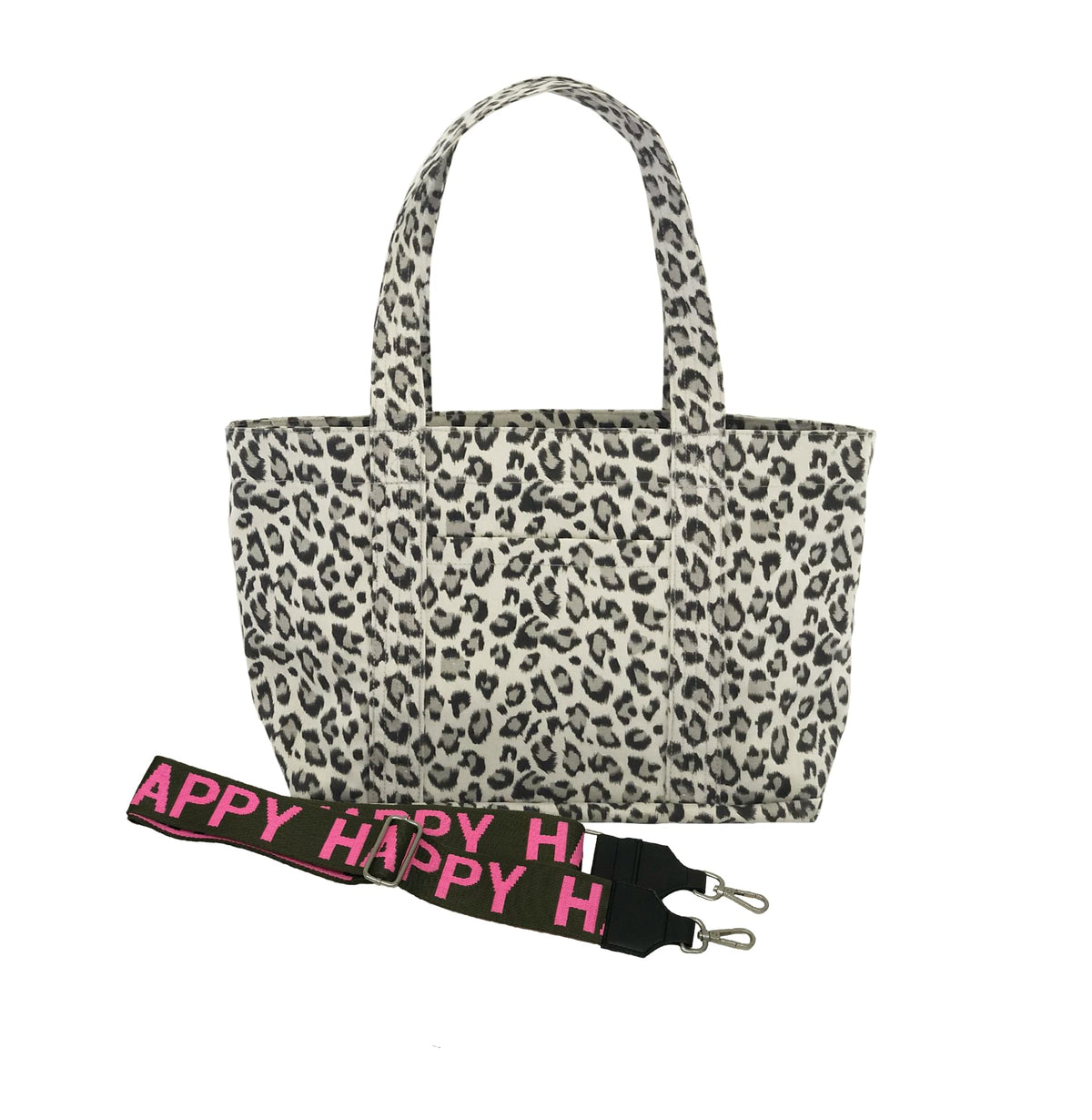 Monogram Stripe - Midi Zipper Tote: Leopard - Quilted Koala