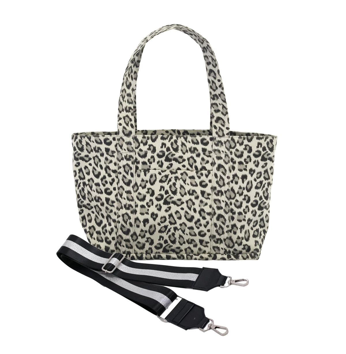 Split Letter Monogram - Midi Zipper Tote: Leopard - Quilted Koala