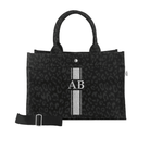 Monogram Stripe: Midi East West Bag- Black Leopard - Quilted Koala