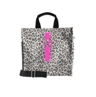 Monogram Stripe: Luxe North South Bag- Grey Leopard - Quilted Koala