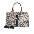 Monogram Stripe: Midi East West Bag- Grey Leopard - Quilted Koala