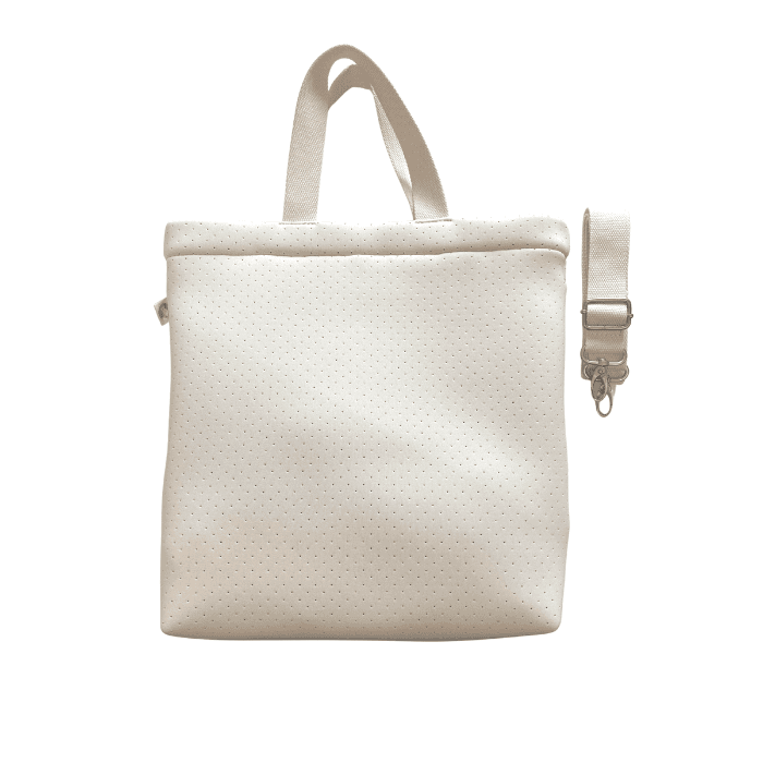 Ivory Neoprene Town Bag with Peace Sign Paracord Charm - Quilted Koala