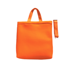 Neon Orange Neoprene Town Bag with Peace Sign Paracord Charm - Quilted Koala