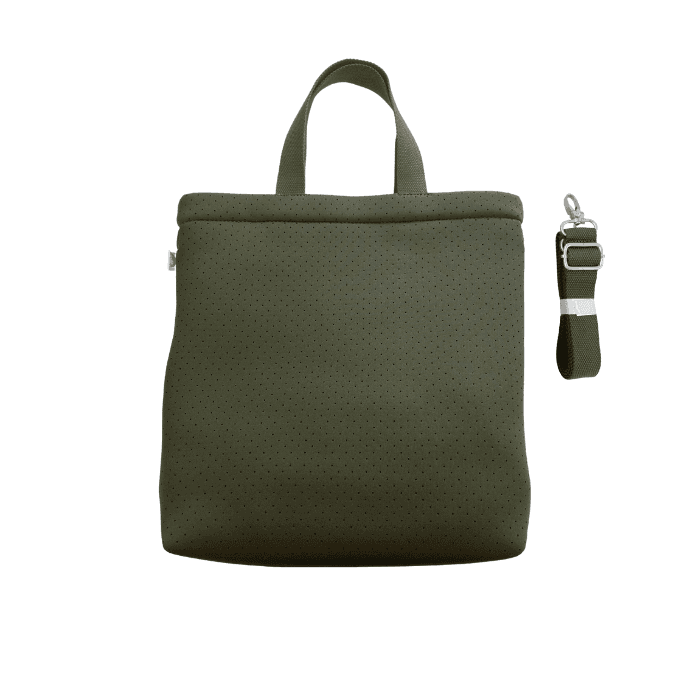 Olive Neoprene Town Bag with Heart Paracord Charm - Quilted Koala