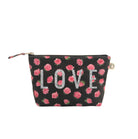Makeup Bag: Black Floral with Silver Glitter LOVE - Quilted Koala