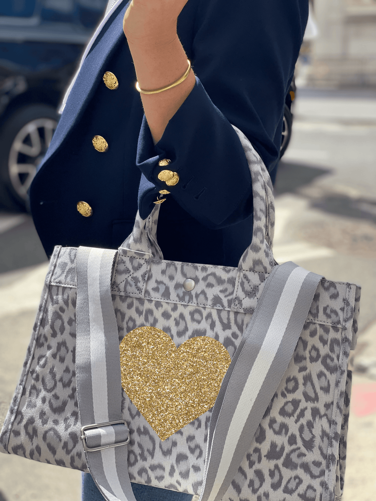 Midi East West Bag: Grey Leopard - Quilted Koala