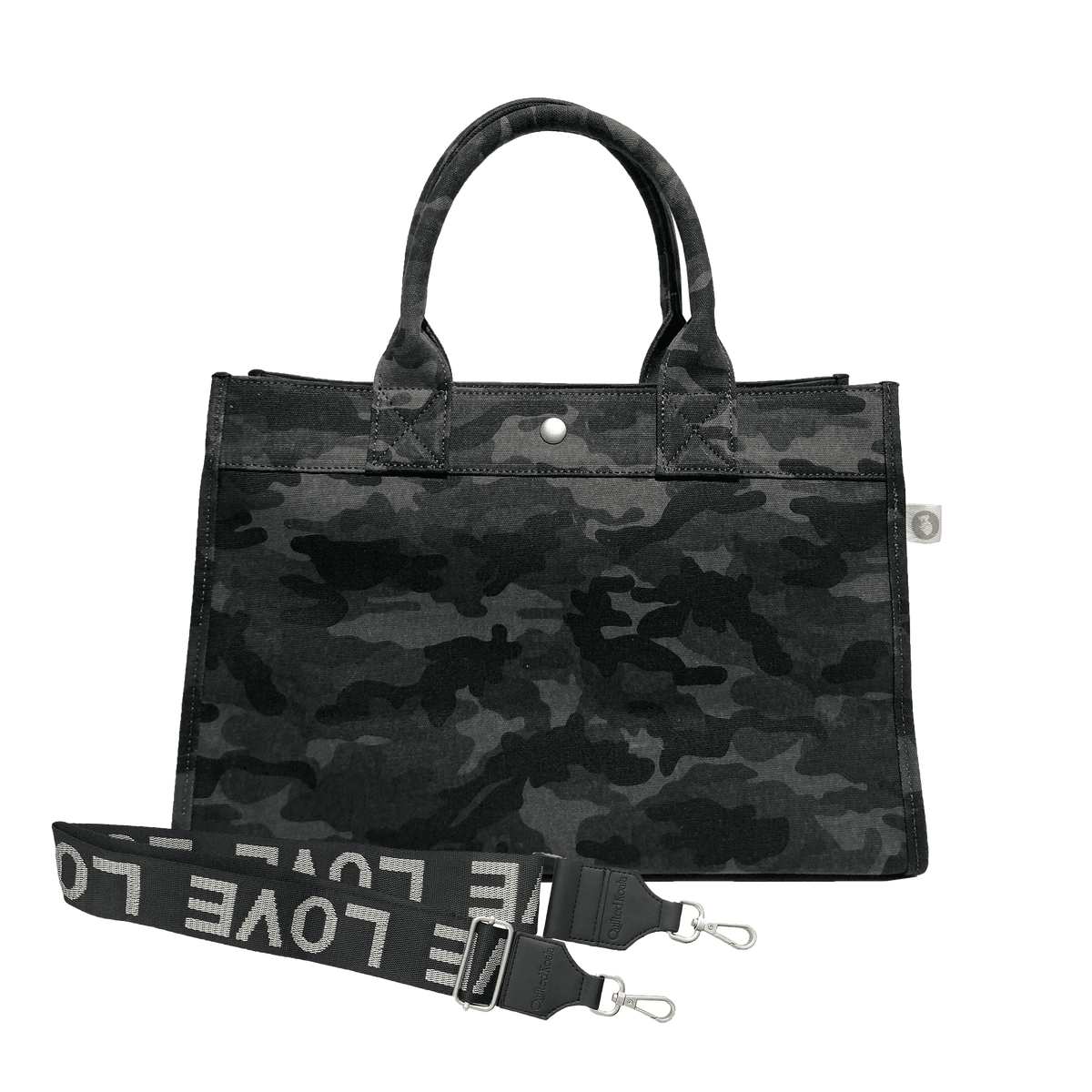 Monogram Stripe Midi East West Bag: Black Camouflage - Quilted Koala