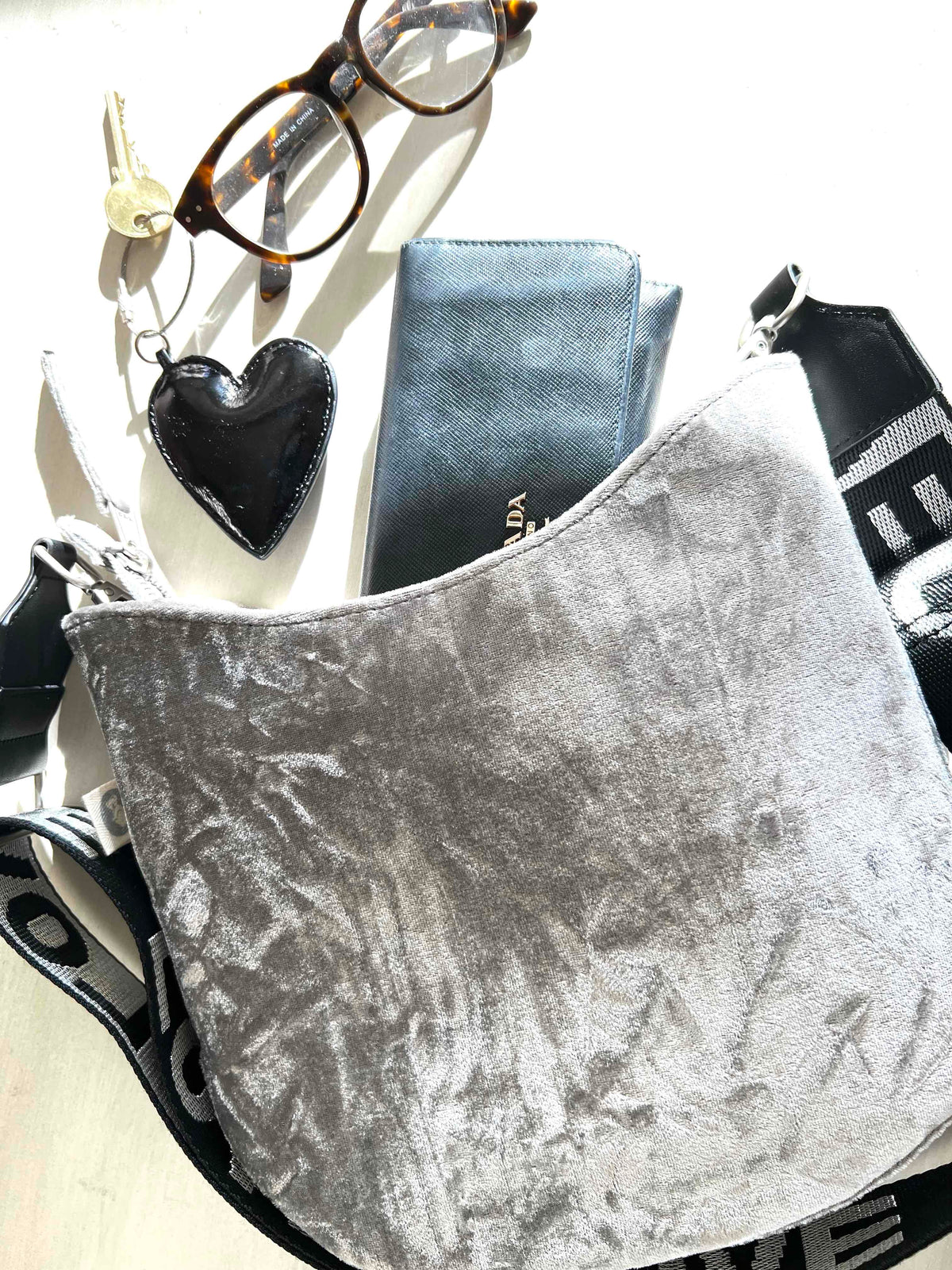 Mini City Bag: Grey Velvet - Quilted Koala