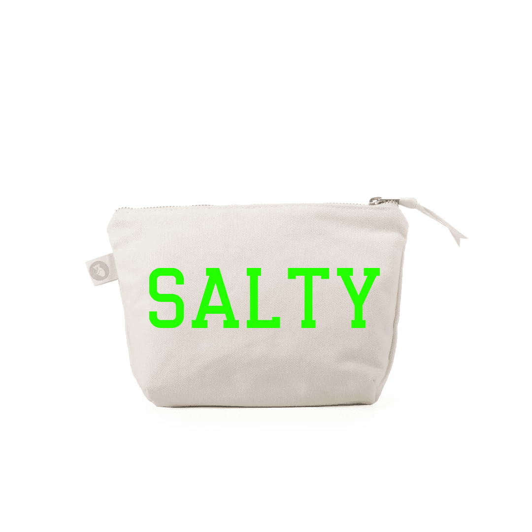 Makeup Bag Natural with Neon Green SALTY - Quilted Koala